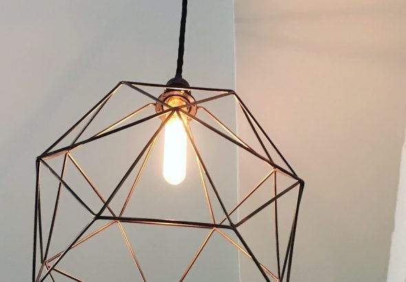 Photo "Simple line glass chandelier Industrial style studio"