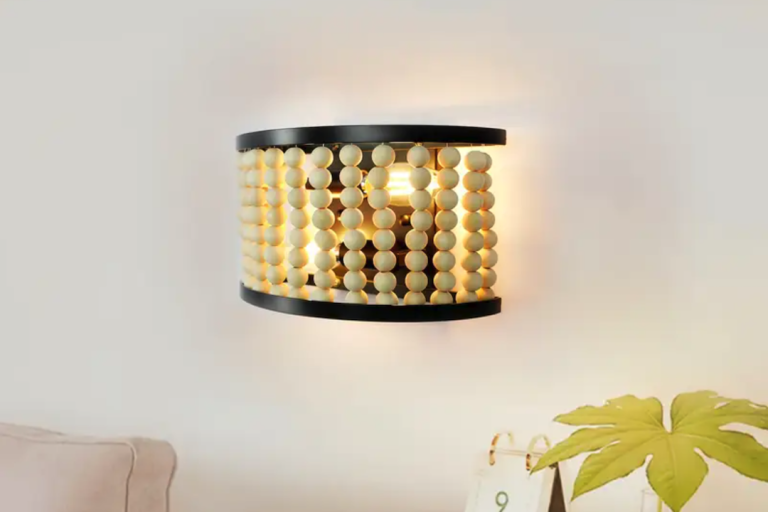 Enhance Your Bedroom with a Glass and Wood Bead Wall Lamp