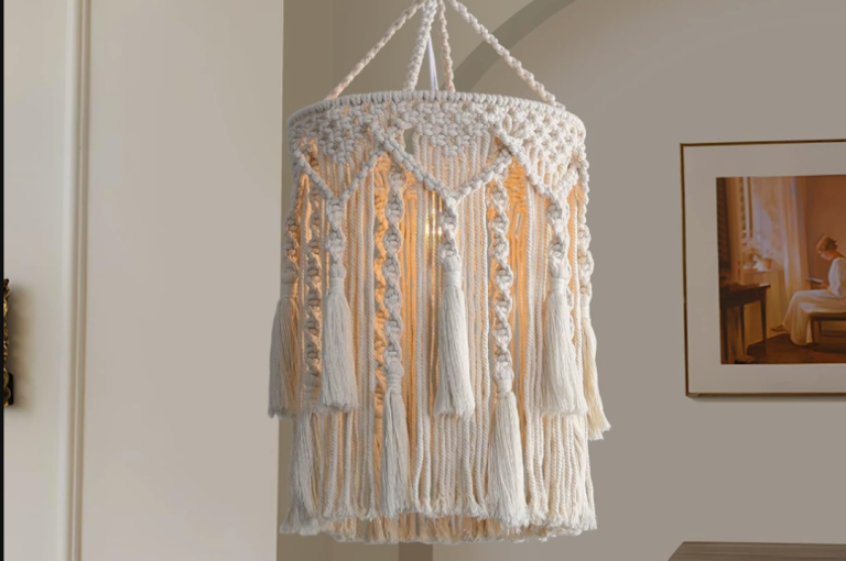 Bohemian Hand-Knotted Macrame Lamp Shade: A Stylish Lighting Solution