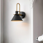 Stylish Mid-Century Modern Cone Wall Lamp with Brass Accents