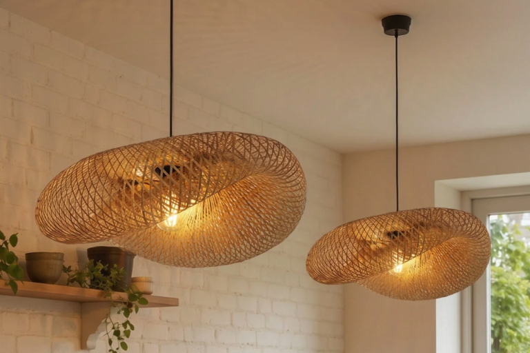 Enhance High Ceilings with Bamboo Lattice Pendant Light