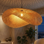 Bamboo Ceiling Lamp Adds Japandi Charm to Nursery Room